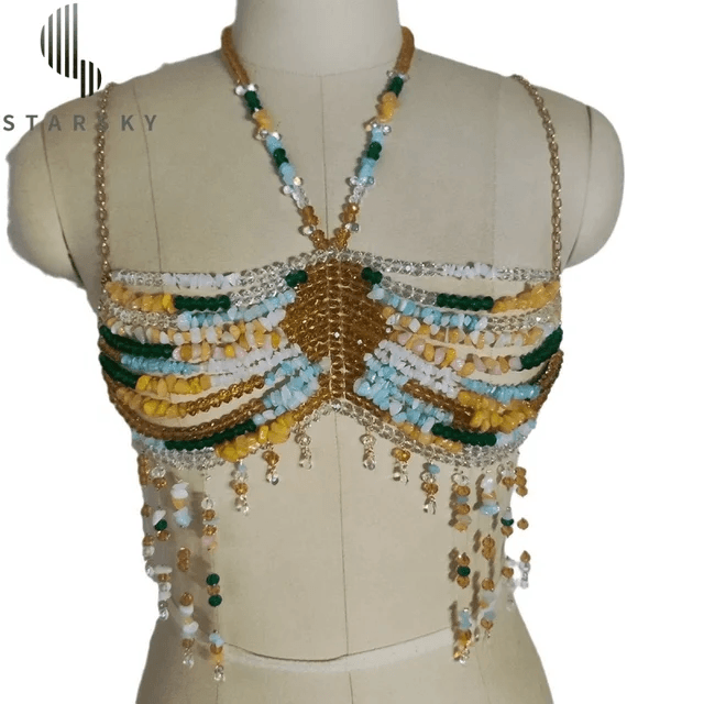 Multi Colour Pearl Bralette Top - GPLT