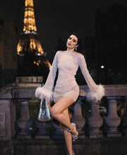 White fur rhinestone dress - GPLT