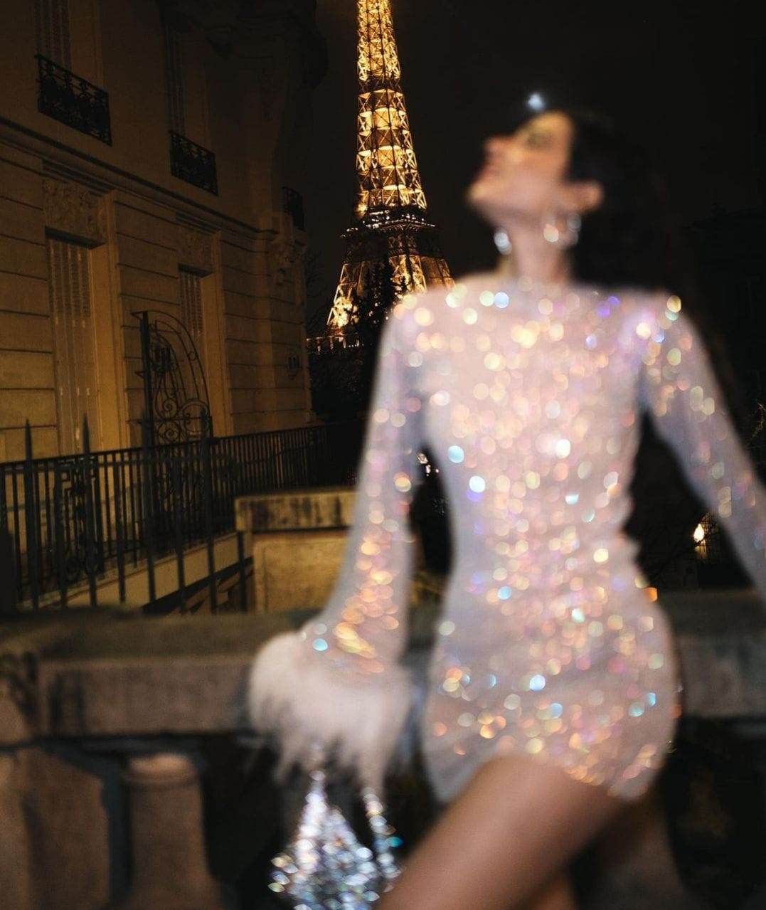 White fur rhinestone dress - GPLT