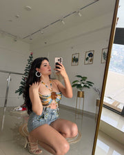 Multi Colour Pearl Bralette Top - GPLT