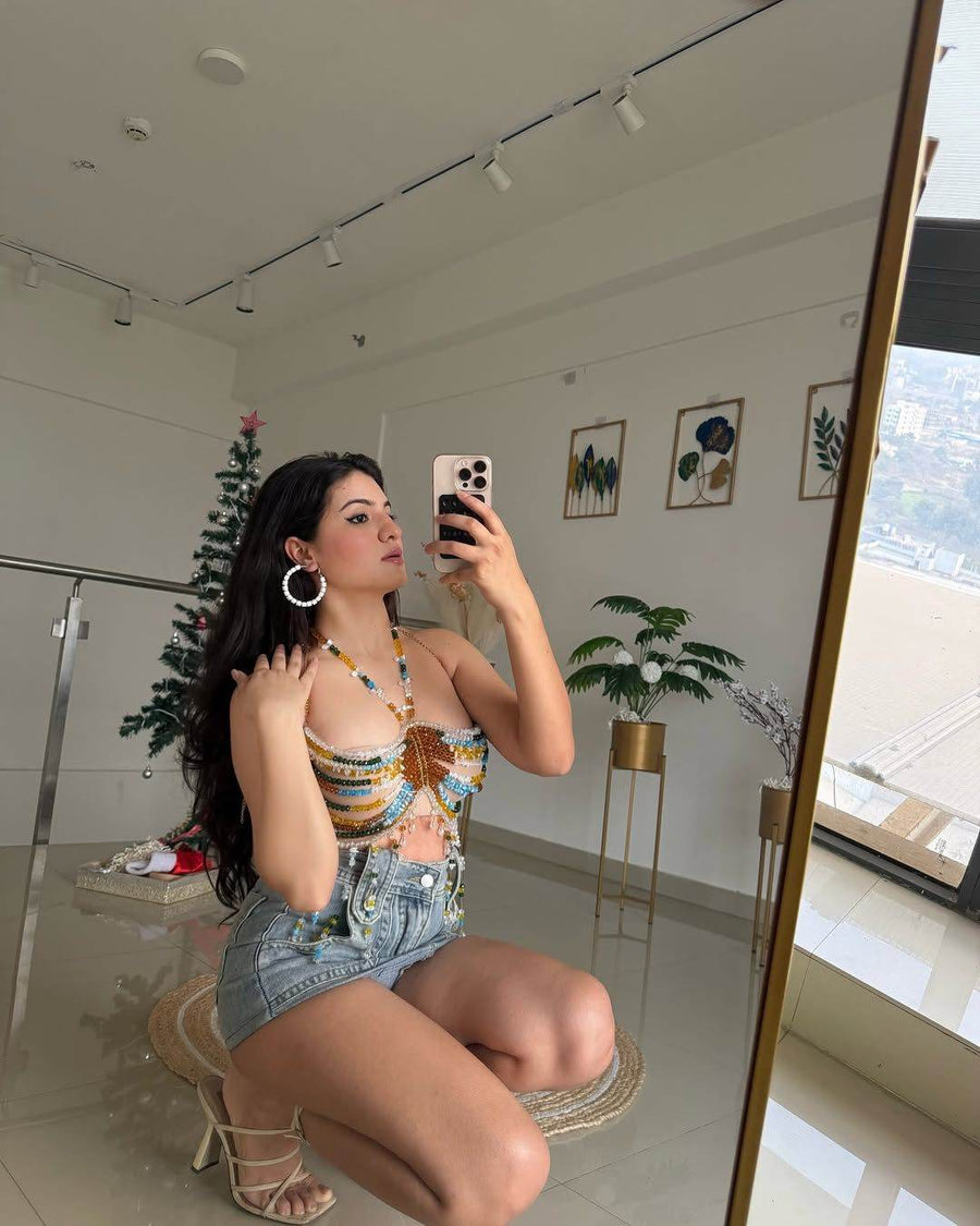 Multi Colour Pearl Bralette Top - GPLT