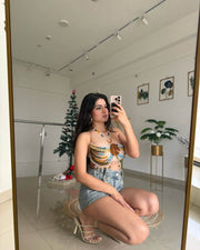 Multi Colour Pearl Bralette Top - GPLT