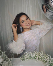 White fur rhinestone dress - GPLT