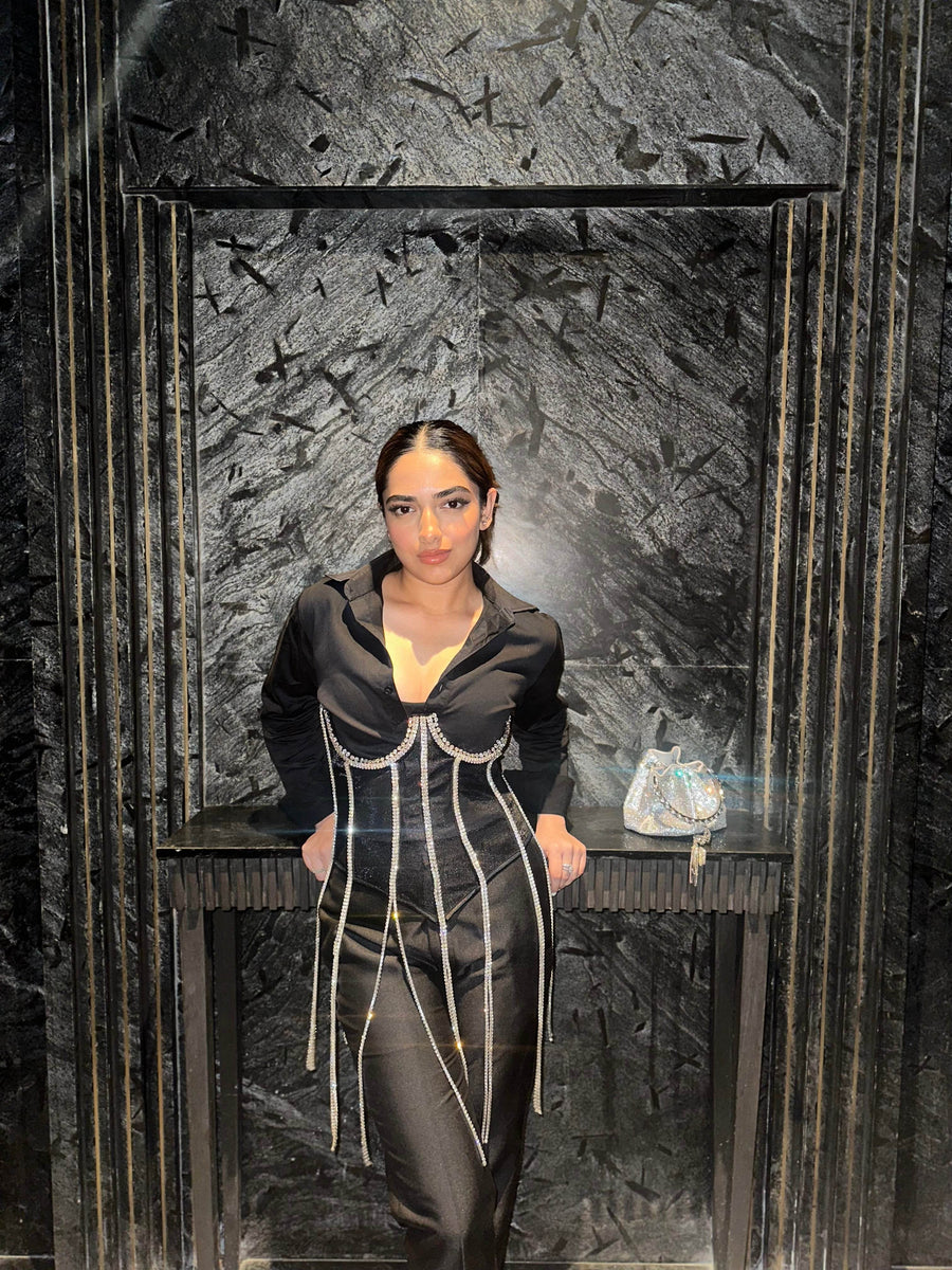 Rhinestone corset bandage top - GPLT