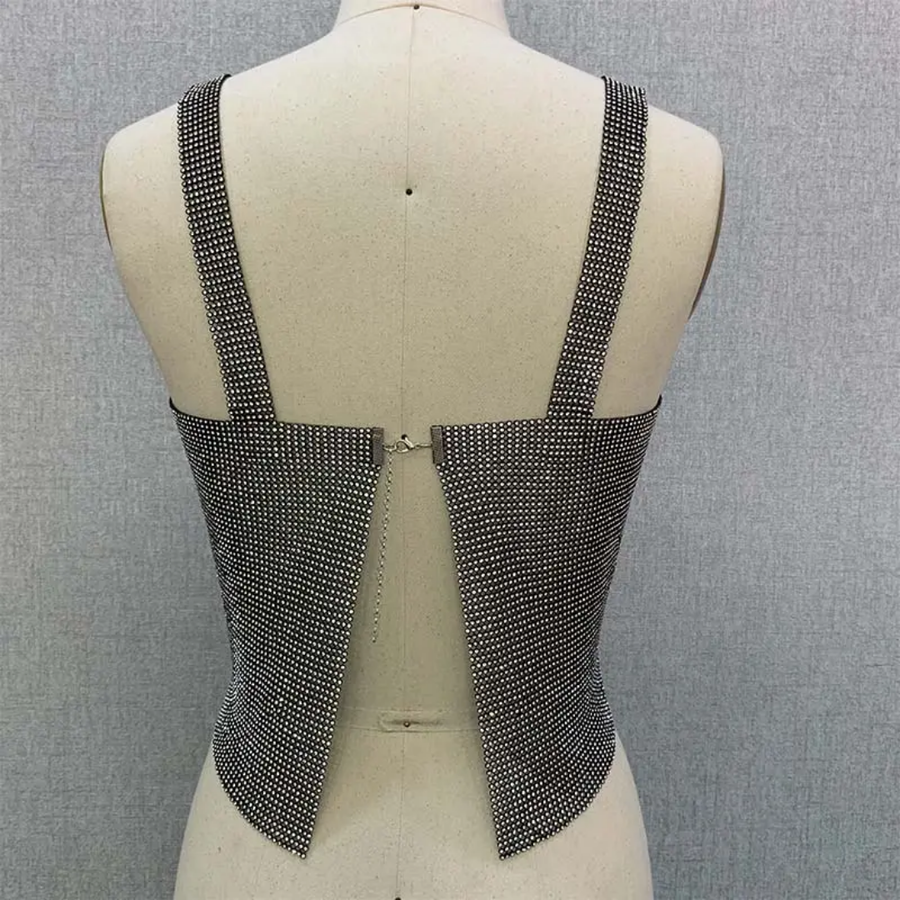 Rhinestone shimmer crop Top