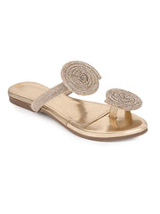 Rhinestone Party Sandals (Golden)