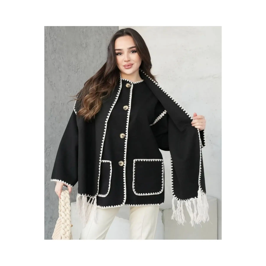 French style coat with scarf