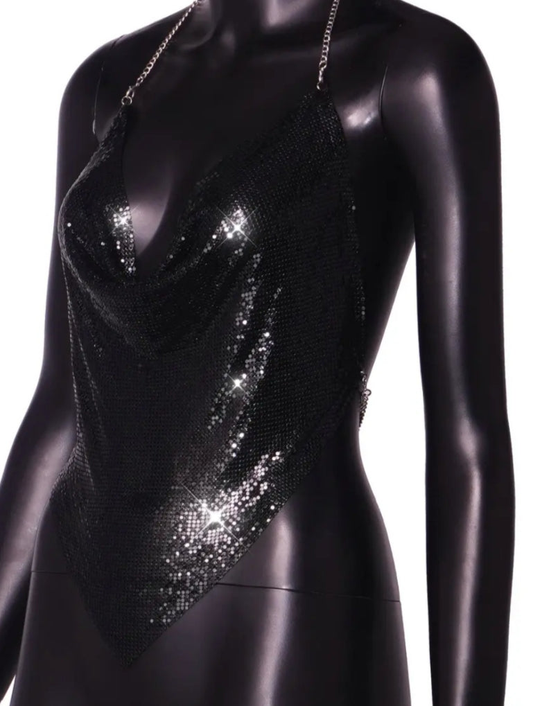 Shimmering halter neck top