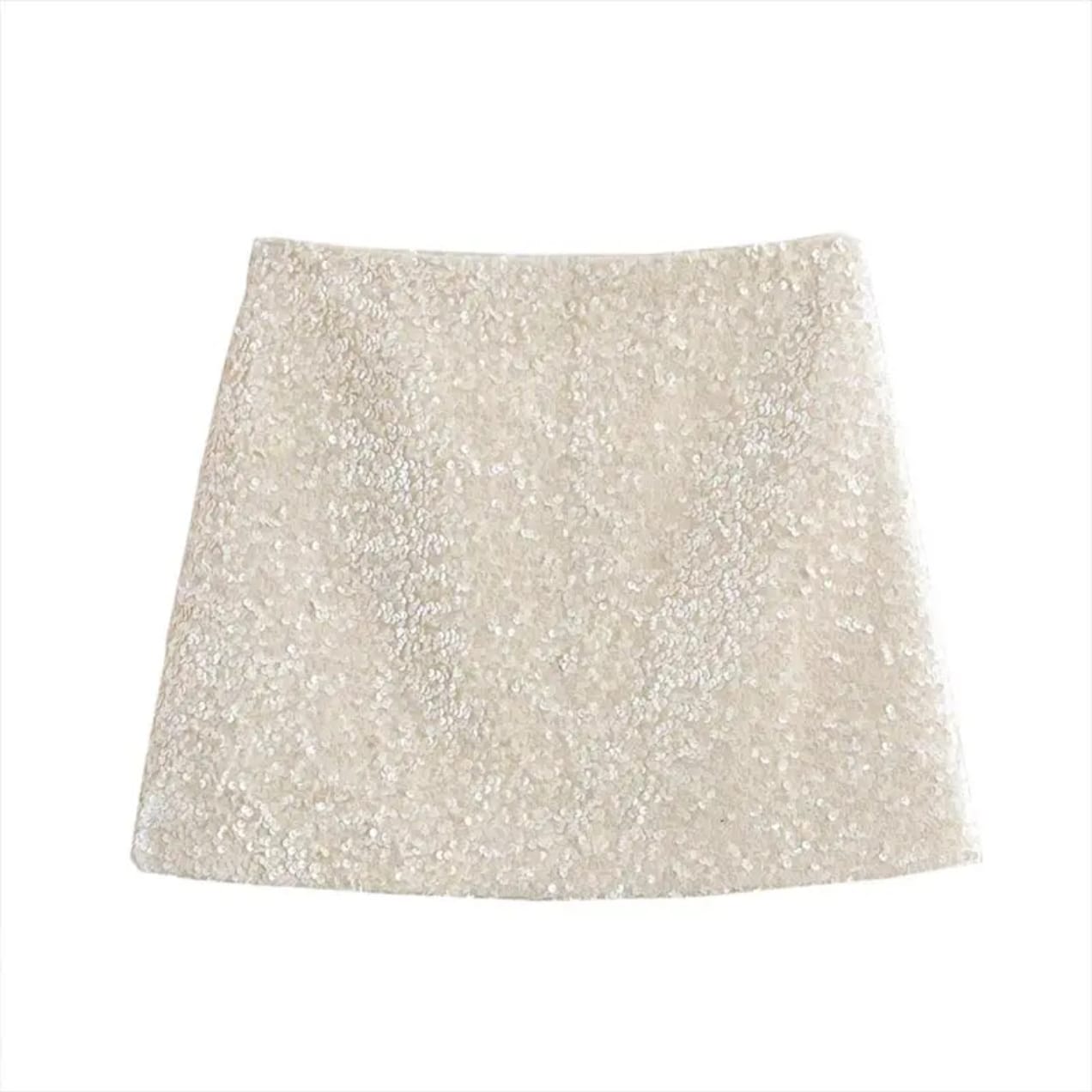 White sequin skirt