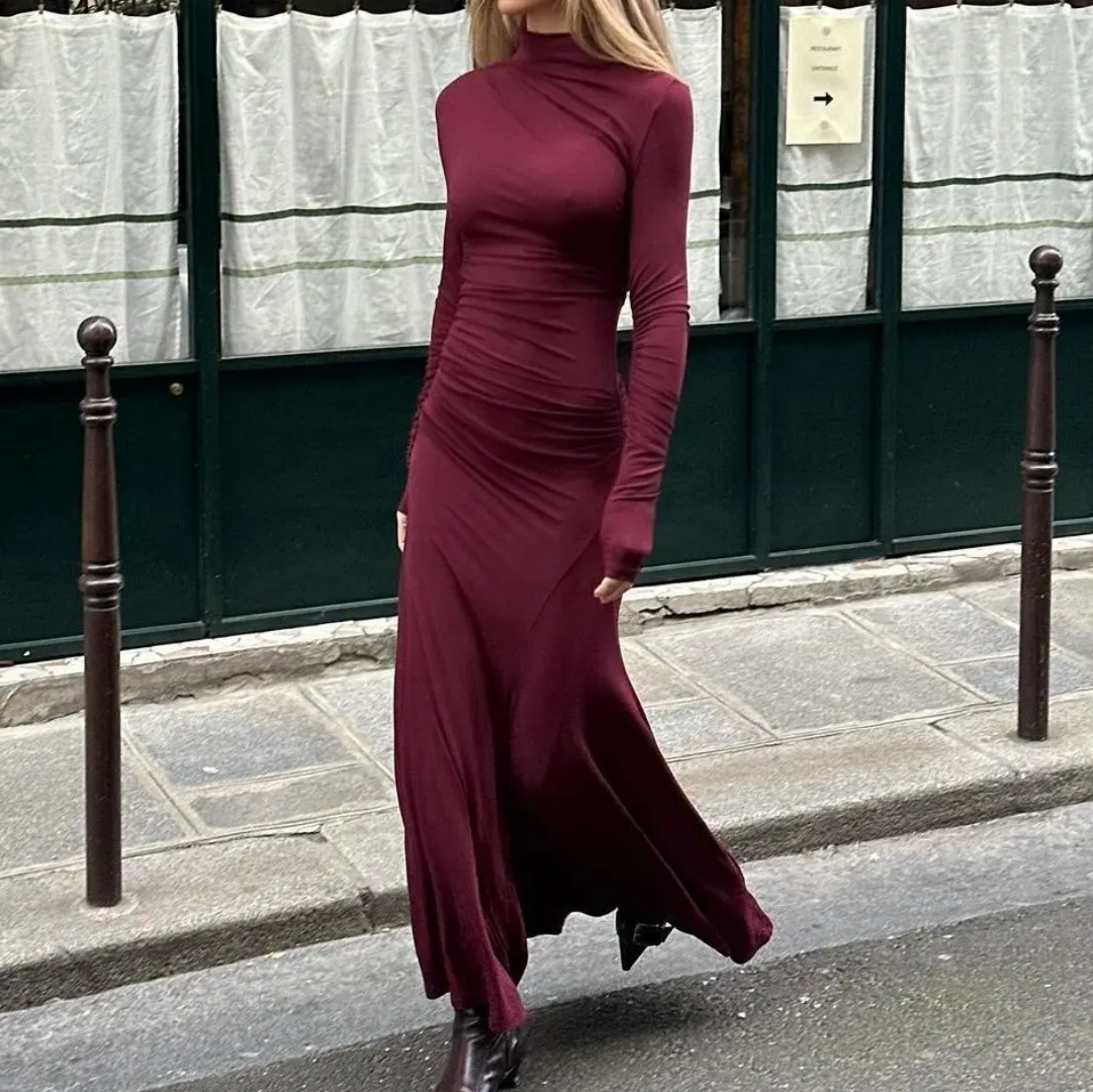Burgundy Full sleeves Dress