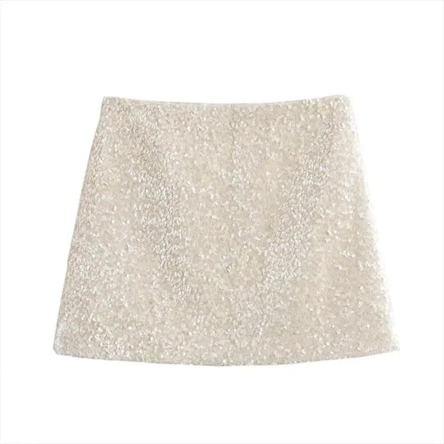 White sequin skirt
