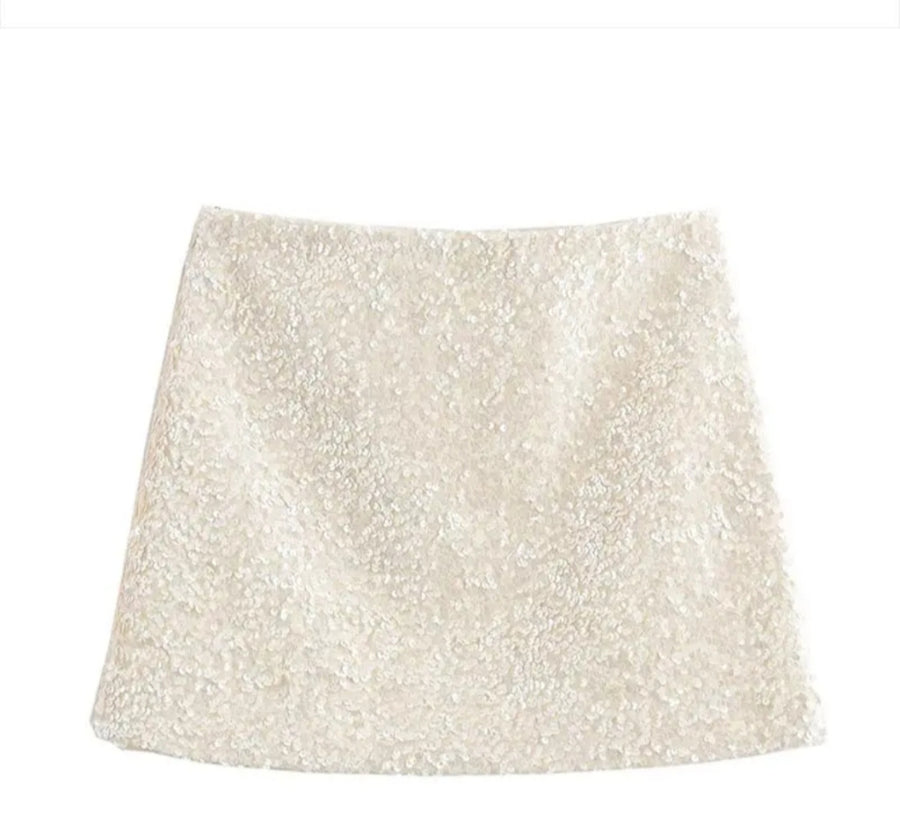 White sequin skirt