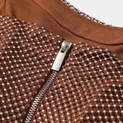 Brown dotted crop Top