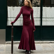 Burgundy Full sleeves Dress