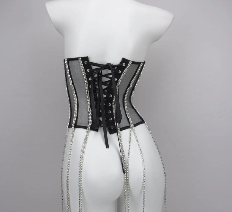 Rhinestone corset bandage top