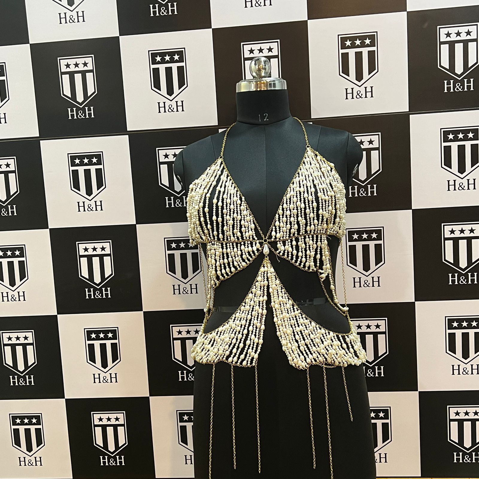 Gold and white Pearl Top