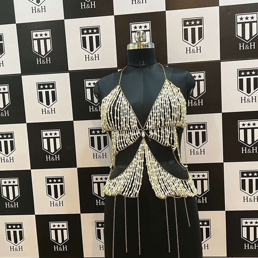 Gold and white Pearl Top