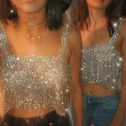 Rhinestone shimmer crop Top