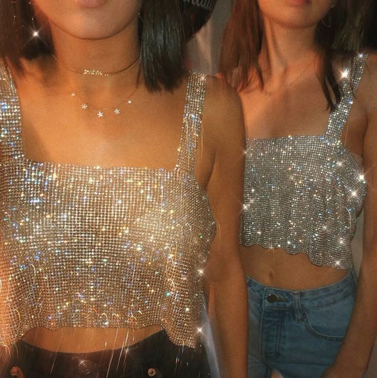 Rhinestone shimmer crop Top
