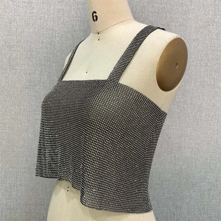 Rhinestone shimmer crop Top