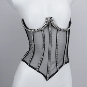 Rhinestone crystal corset Top