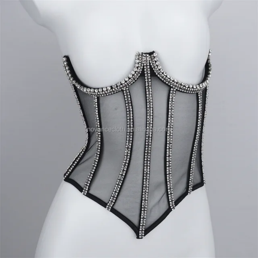 Rhinestone crystal corset Top