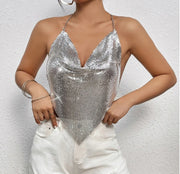 Shimmering halter neck top