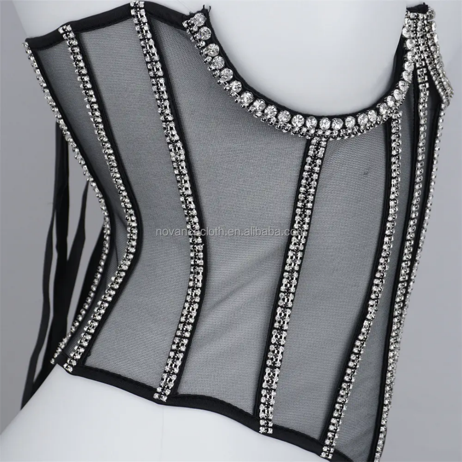 Rhinestone crystal corset Top