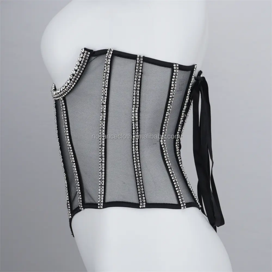 Rhinestone crystal corset Top