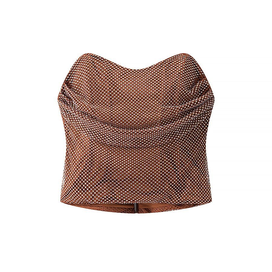 Brown dotted crop Top