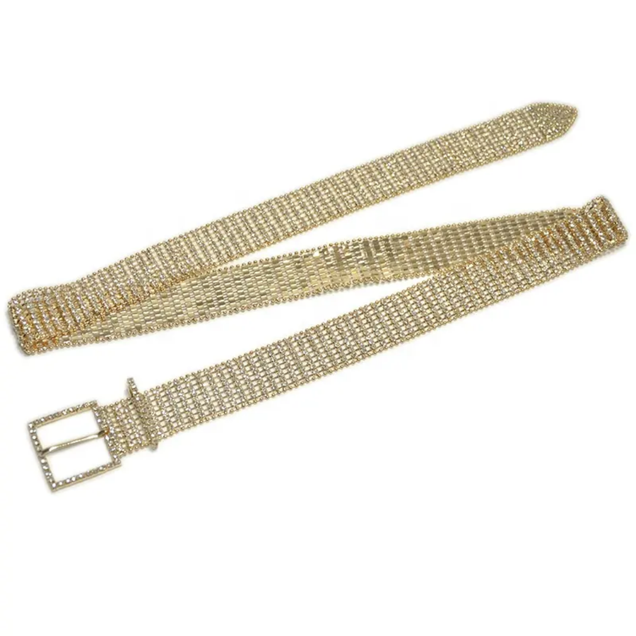 Rhinestone Lady Belt Golden