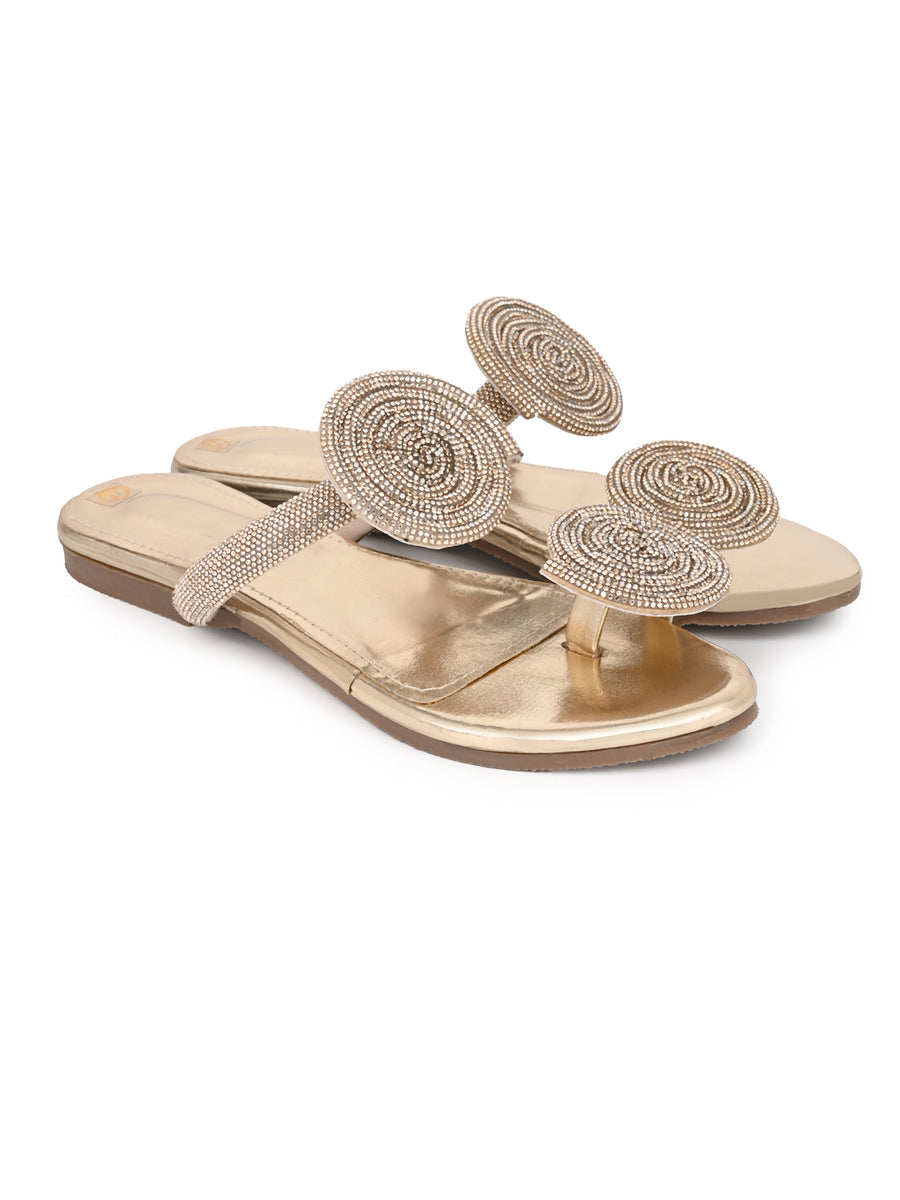 Rhinestone Party Sandals (Golden)