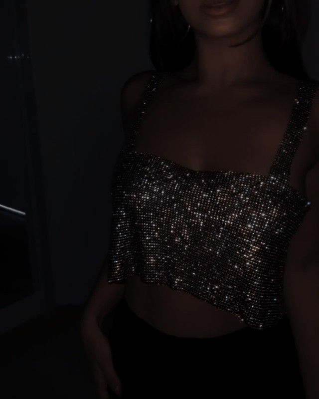 Rhinestone shimmer crop Top