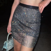 Rhinestone Mesh Skirt