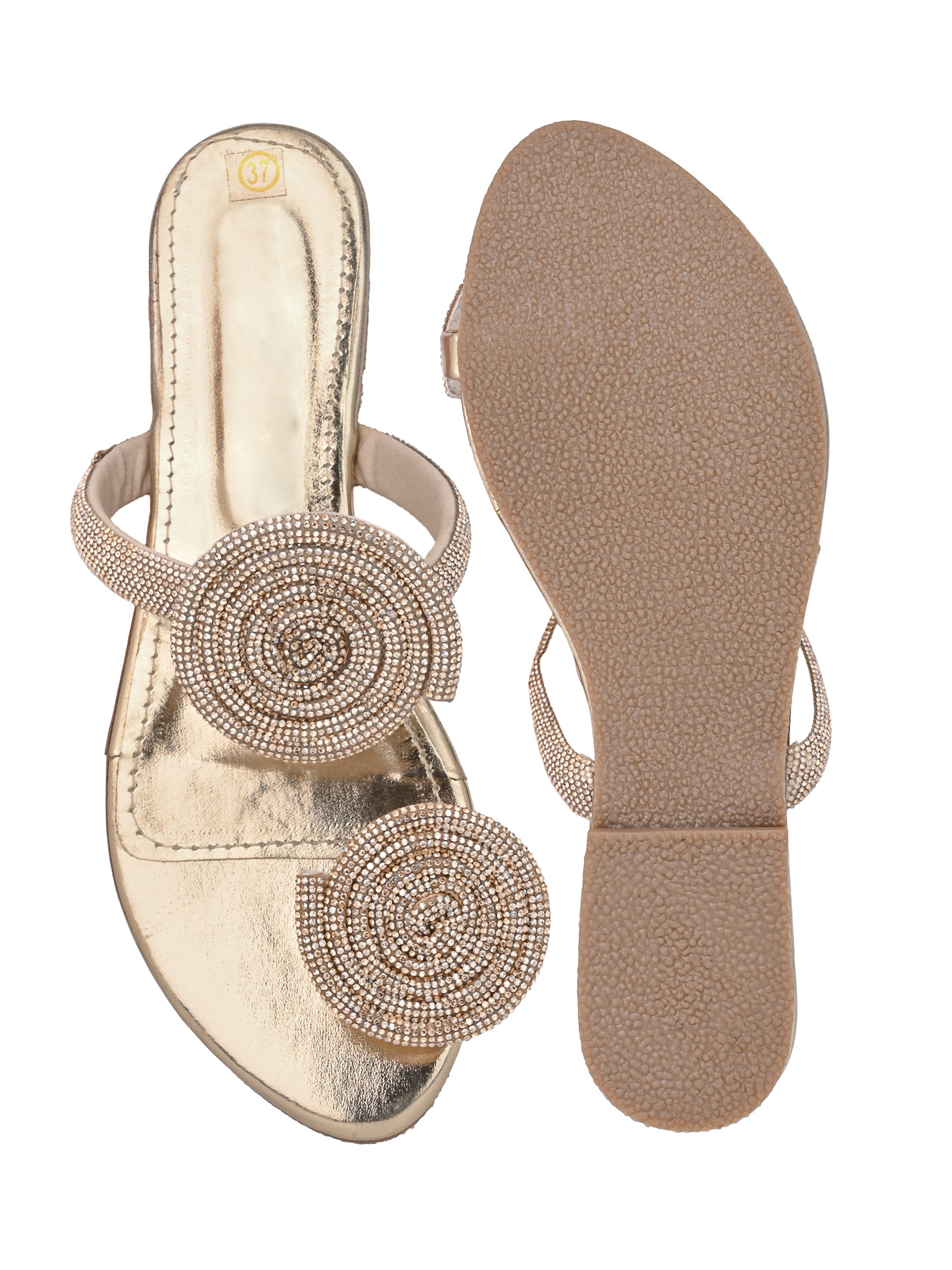 Rhinestone Party Sandals (Golden)