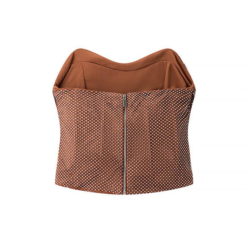 Brown dotted crop Top