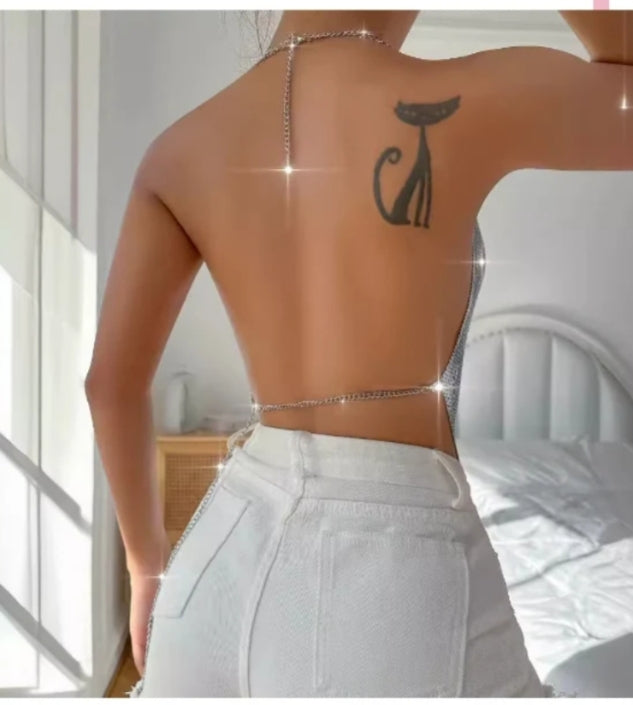 Shimmering halter neck top