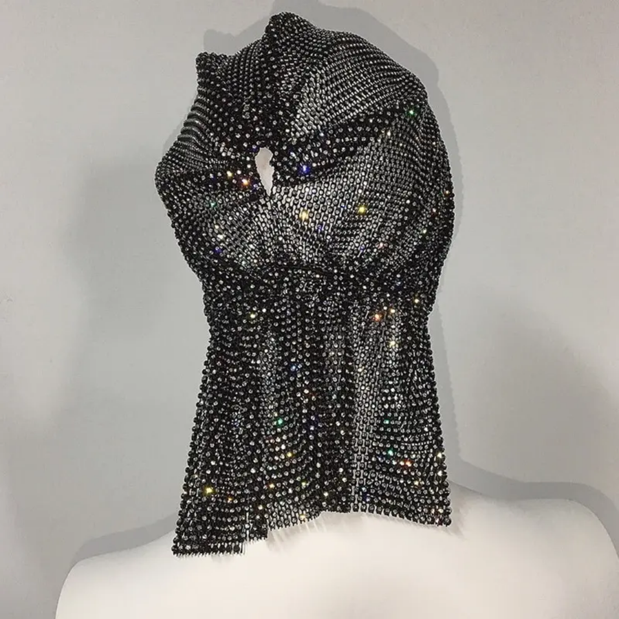 Shiny Rhinestone Mesh Hat