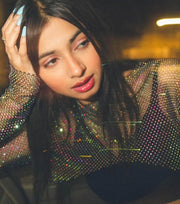 Rhinestone sleeves top