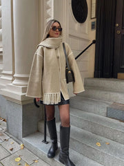 French style coat with scarf