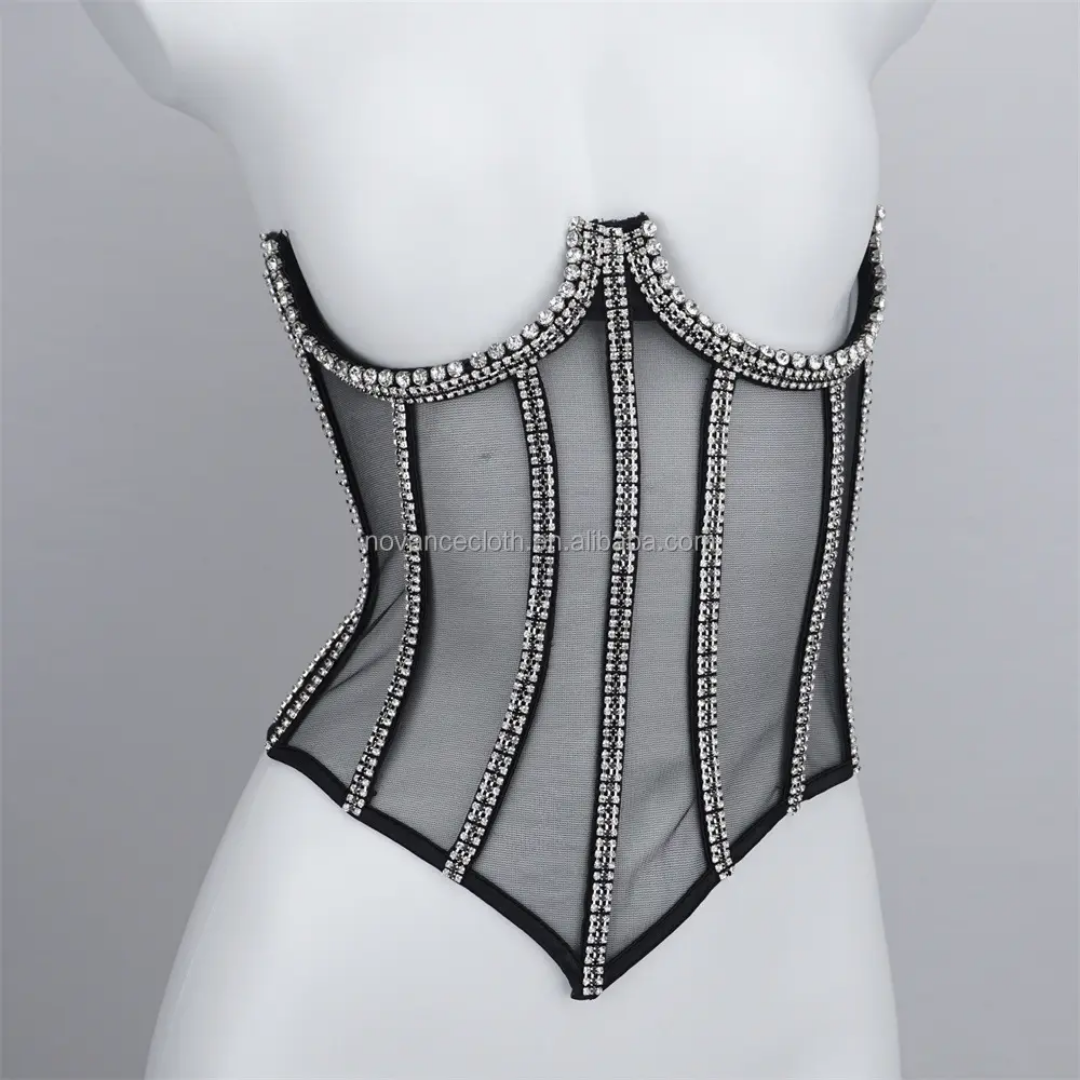 Rhinestone crystal corset Top