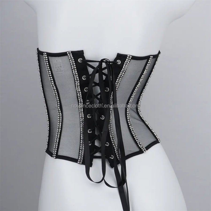 Rhinestone crystal corset Top