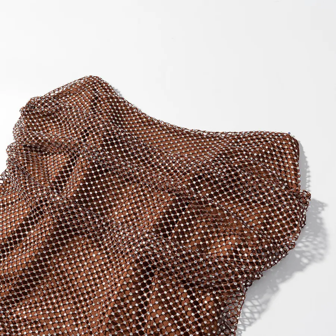 Brown dotted crop Top