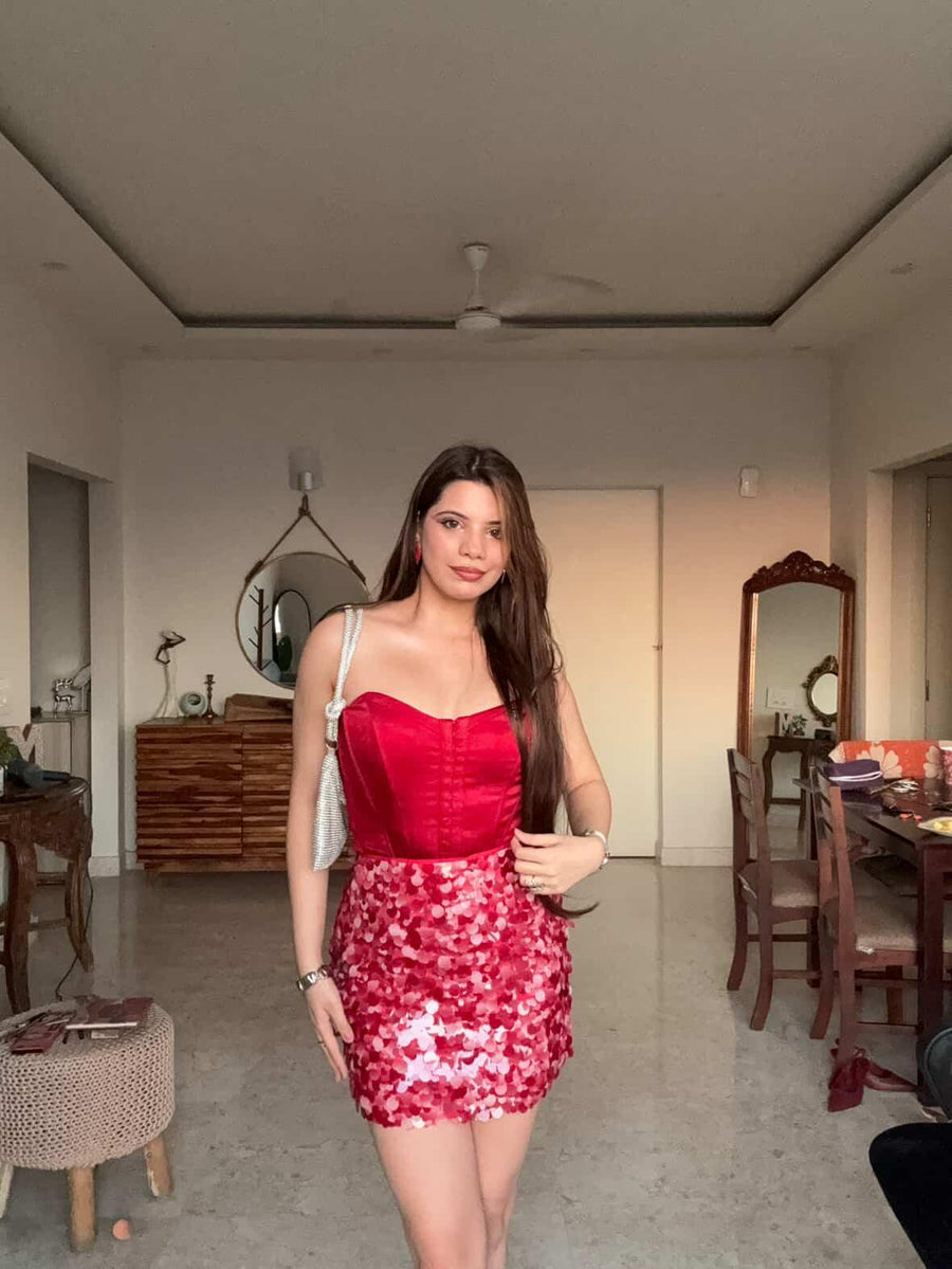 Red Sequin Skirt