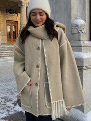 French style coat with scarf