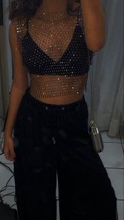 Rhinestone Mesh Top - GPLT