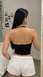 Women's Halter Neck Top With Gold Detail-GPLT
