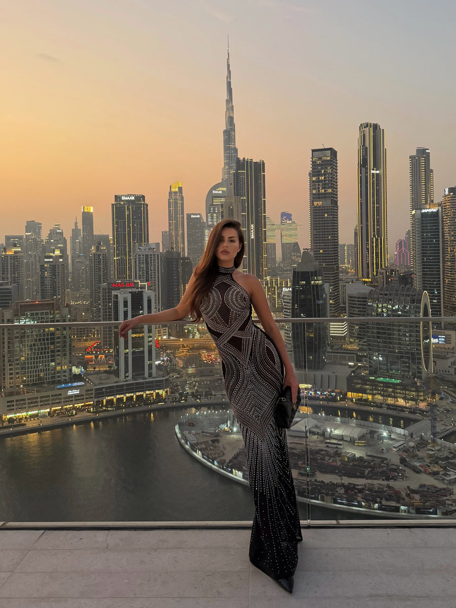 Midnight Rhinestone Glam Gown -GPLT