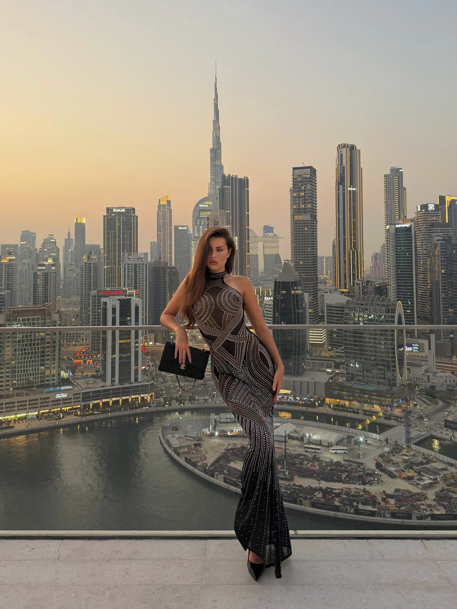 Midnight Rhinestone Glam Gown -GPLT