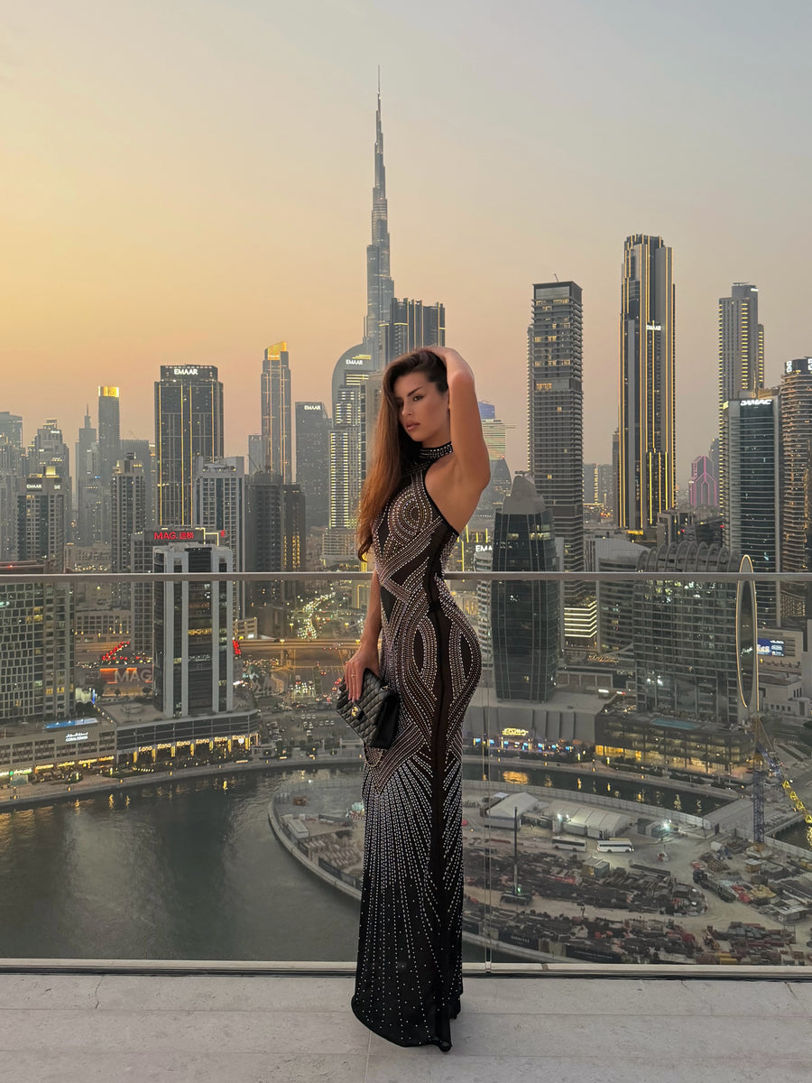 Midnight Rhinestone Glam Gown -GPLT
